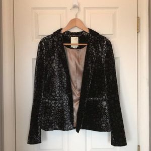 Anthropologie black and silver velvet blazer